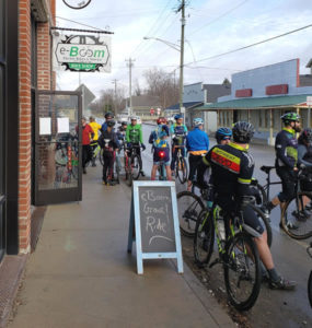 Eboom Bike shop hosting a group gravel bike ride in Whitestown along Big 4 Trail to stay active.