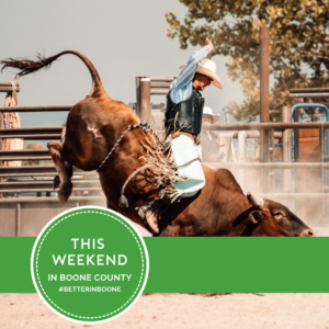 cowboy riding bull at rodeo arena